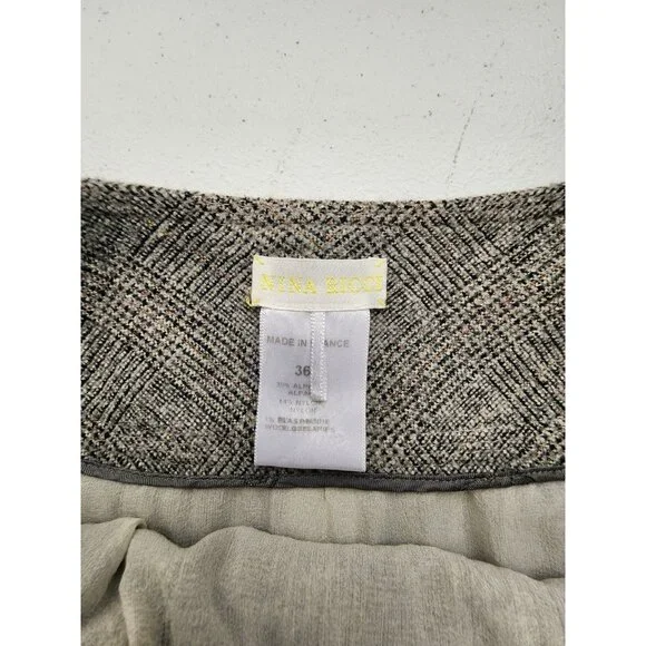 Nina Ricci Skirt Womens Size 36 (28) Gray Alpaca Lined Mini Academia Career Boho - Picture 10 of 13